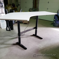 100" White Steelcase Powered Sit Stand Height Adjustable Desk